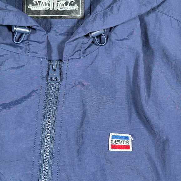 Levis Jacket Adult XXL Blue Gray Taslan Anorak Nylon Colorblock Windbreaker Y2K - Picture 5 of 11